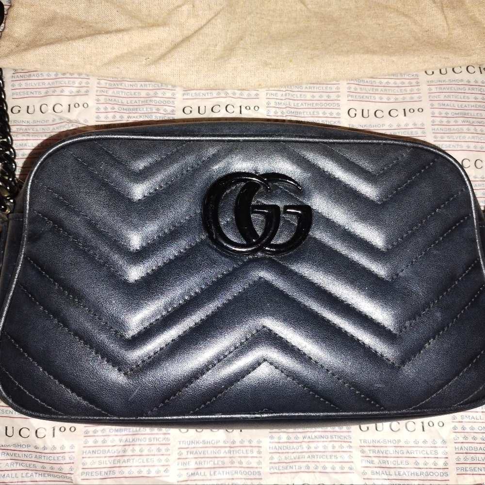 Gucci marmont crossbody bag black on black